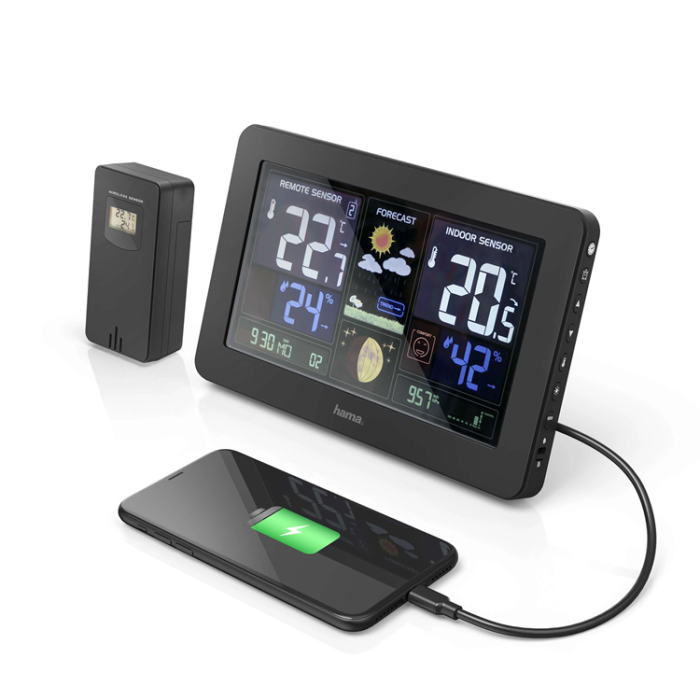 Hama - Hama Väderstation Premium Inkl. USB-laddning - Svart
