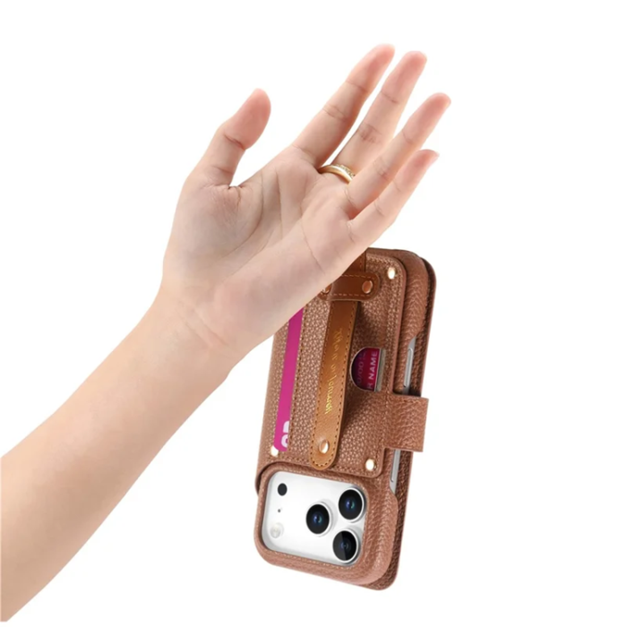 A-One Brand - iPhone 17 Pro Plånboksfodral RFID Blocking Zipper - Brun