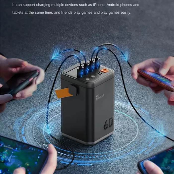 A-One Brand - Outdoor Powerbank 60000mAH 35W med LED Light - Grå