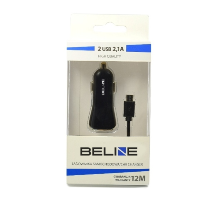 Beline - Beline Billaddare USB-A Till USB-A Med Micro-USB Kable - Svart
