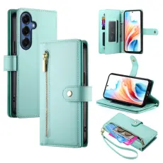 OEM - Samsung Galaxy S26 Fodral Dragkedja &Auml;kta L&auml;der - Mintgr&ouml;n