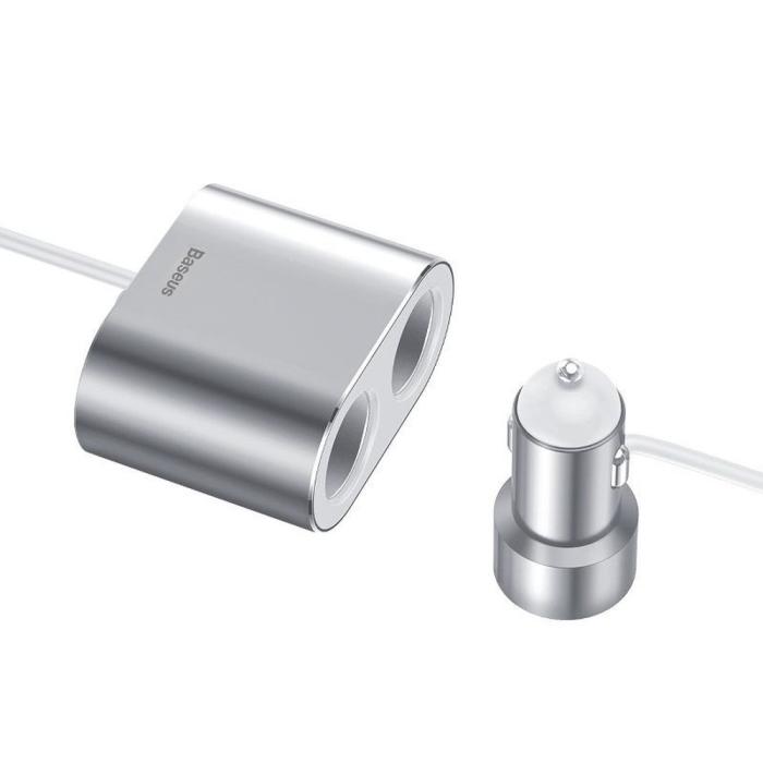 BASEUS - BASEUS 1-till-2 cigarettändare x2 80W billaddare 2xUSB 3,1A