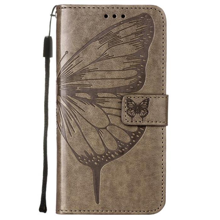 A-One Brand - Butterfly Flower Imprinted Plånboksfodral Xiaomi 12 Pro - Grå