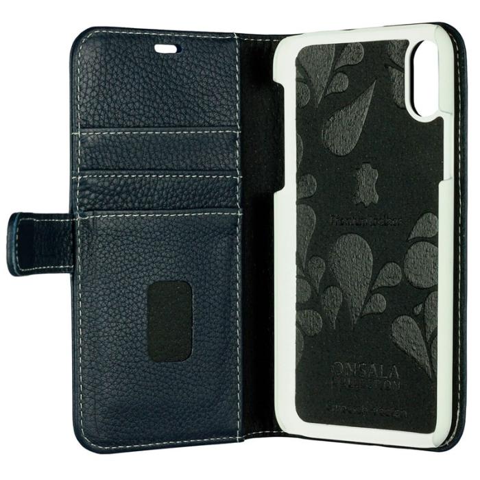 GEAR - Onsala Collection äkta läder Plånboksfodral iPhone XS / X - Marinblå
