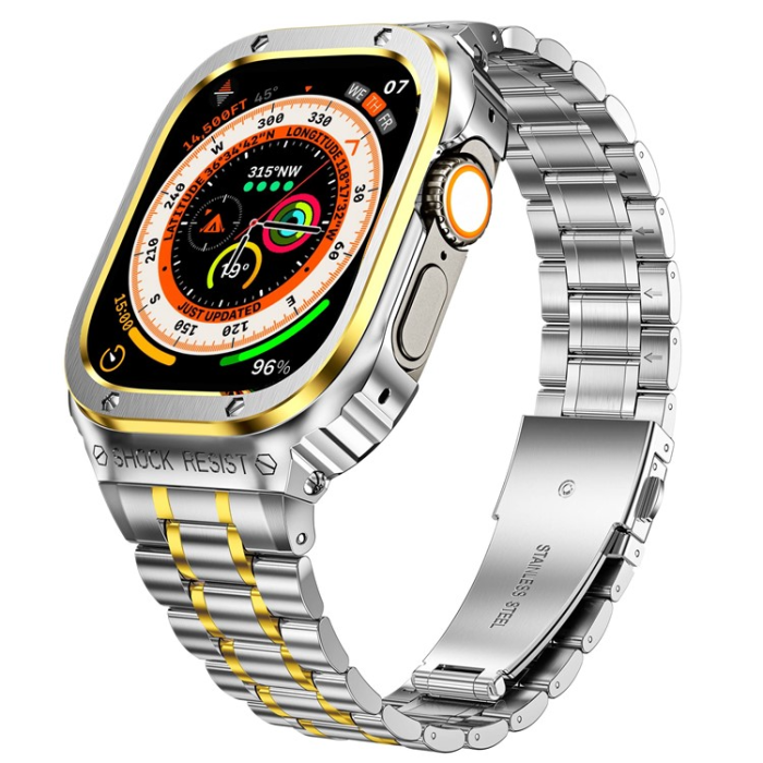 A-One Brand - Apple Watch 6/5/4/SE (44mm) Armband Metall - Silver/Guld