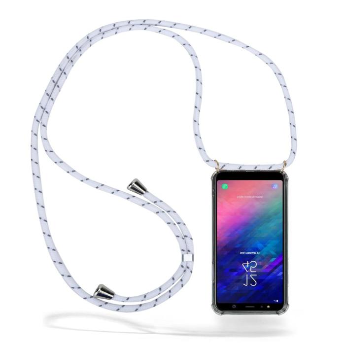 UTGATT1 - Boom Galaxy A6 Plus mobilhalsband skal - White Stripes Cord