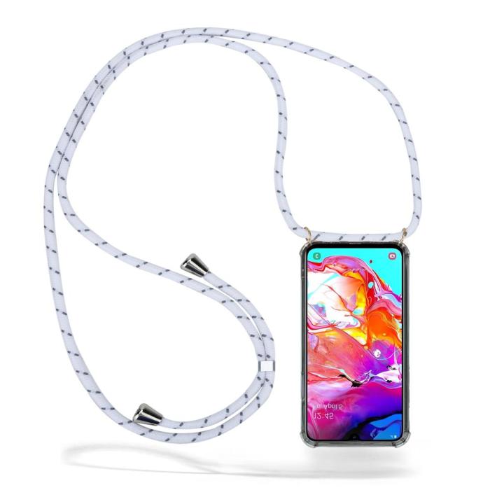 UTGATT1 - Boom Galaxy A70 mobilhalsband skal - White Stripes Cord