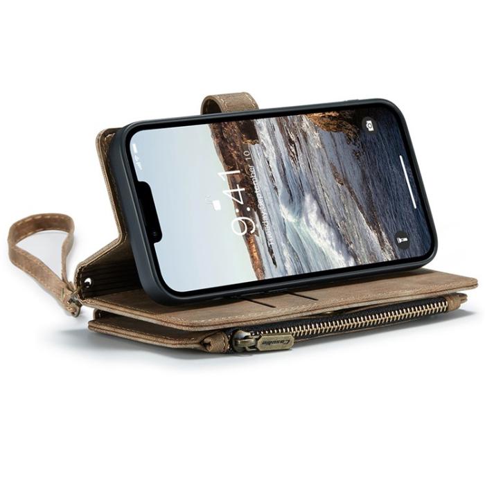 Caseme - CASEME iPhone 15 Plus Plånboksfodral C30 Zipper - Brun