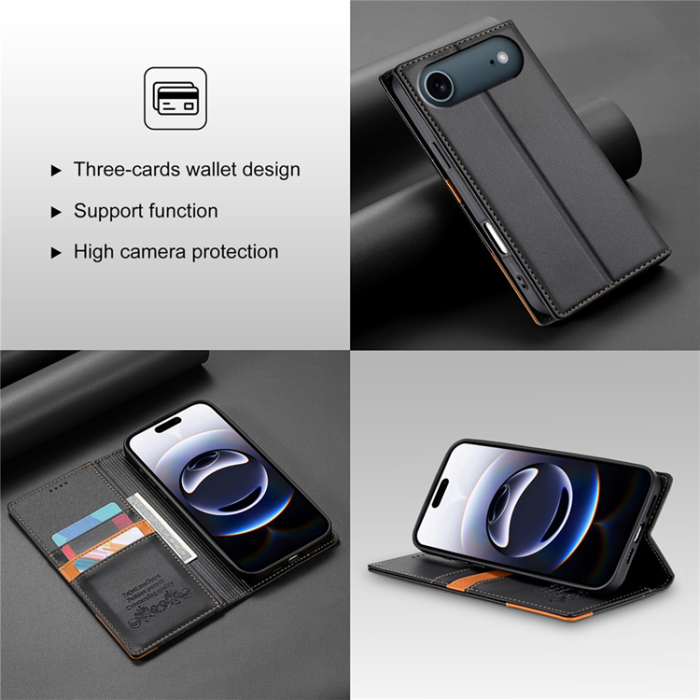 N.BEKUS - N.BEKUS iPhone Air Plånboksfodral RFID Blocking P3 - Svart