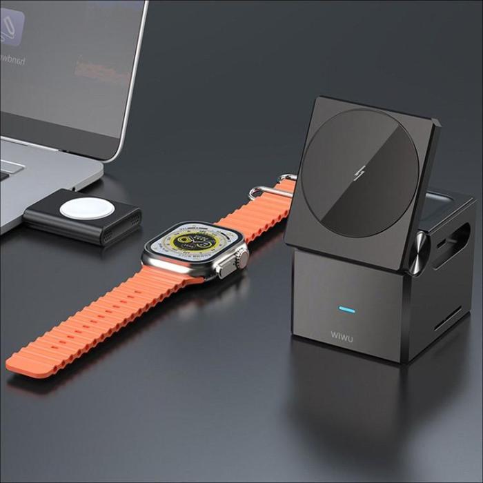 WIWU - WiWU 3in1 Hopfällbar Trådlös Laddare Apple Watch, iPhone, Airpods 15W