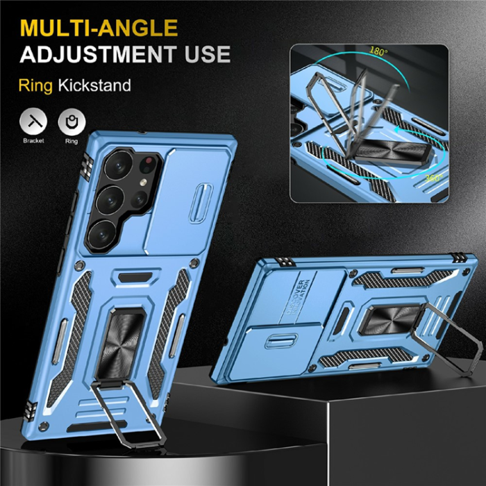 A-One Brand - Galaxy S25 Ultra Mobilskal Kickstand Slide - Babyblå