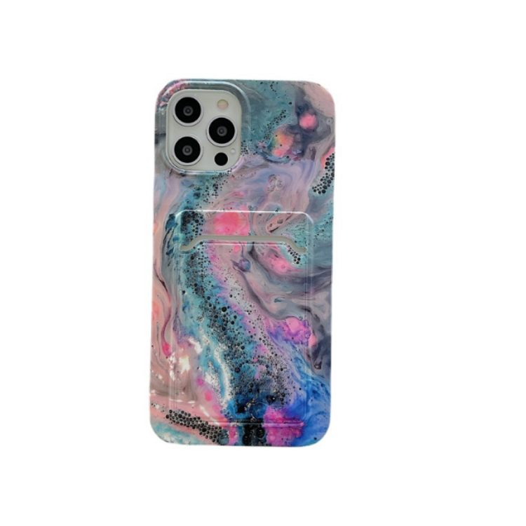 Korthållare Skal iPhone 13 Pro - Grön Marble | 2353 | AlltMobil