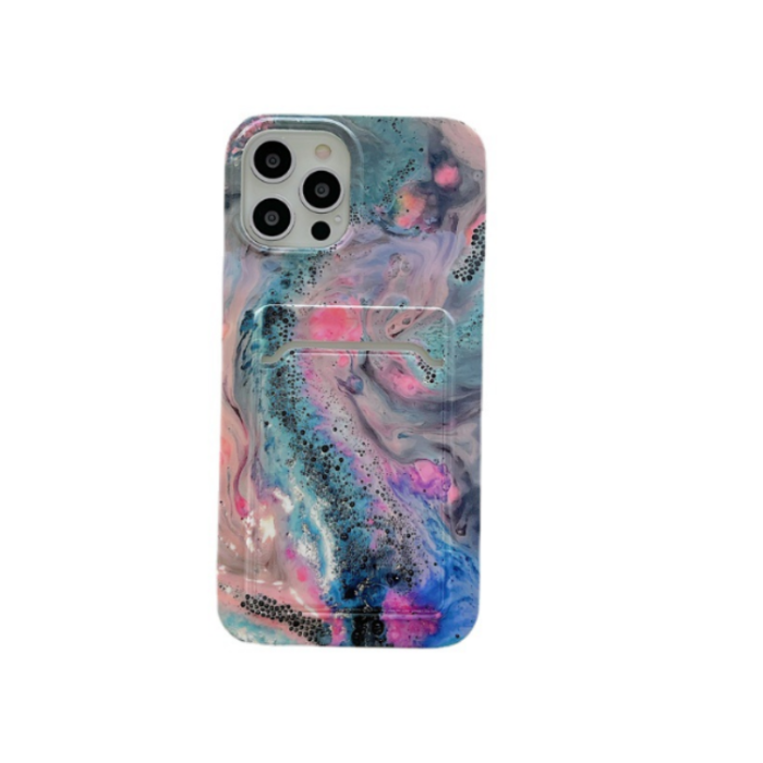 OEM - Korthållare Skal iPhone 13 - Grön Marble