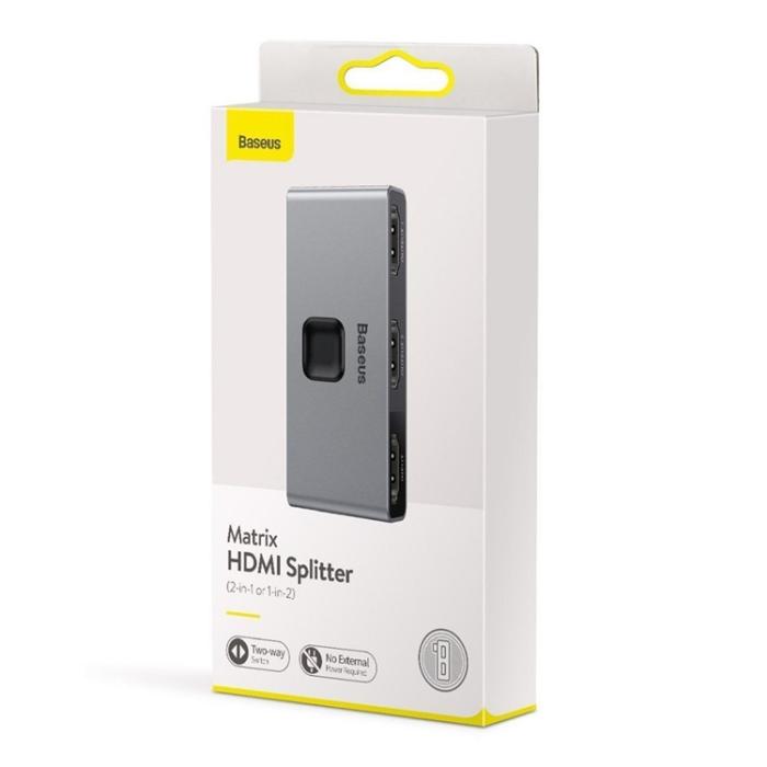 BASEUS - Baseus Hub Adaptrar HDMI Splitter - Grå