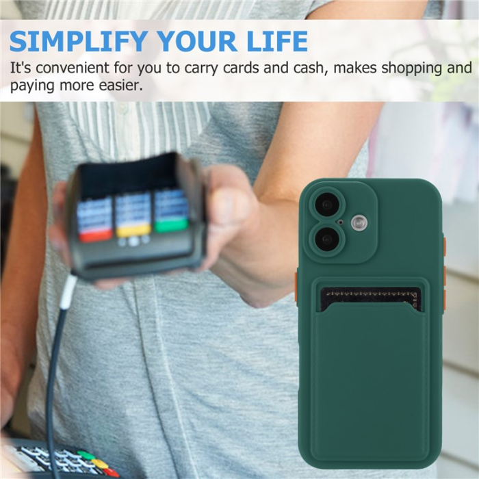 A-One Brand - iPhone 16 Plus Mobilskal Korthållare TPU - Midnattsgrön