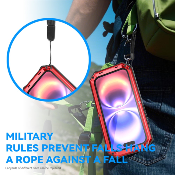 R-JUST - R-JUST iPhone 17 Mobilskal med Härdat Glas Kickstand - Röd