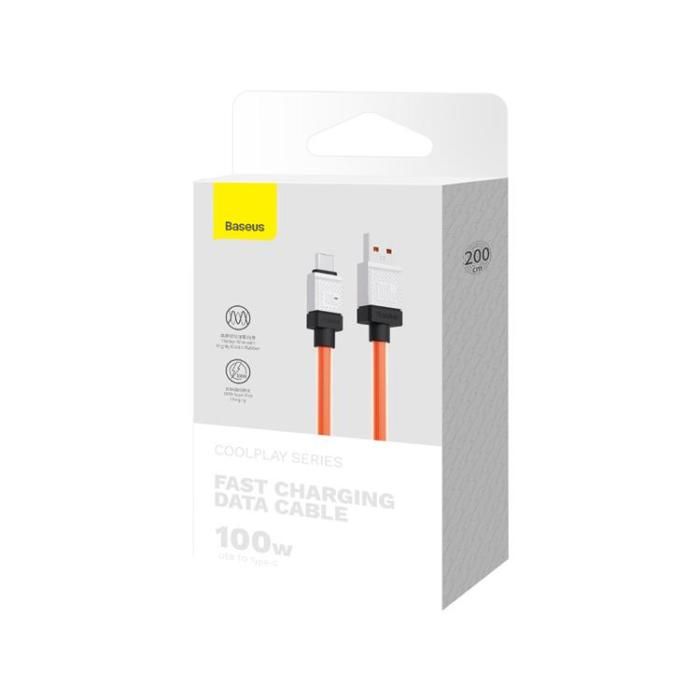 BASEUS - Baseus USB Till USB-C 100W 2m Kabel CoolPlay - Orange