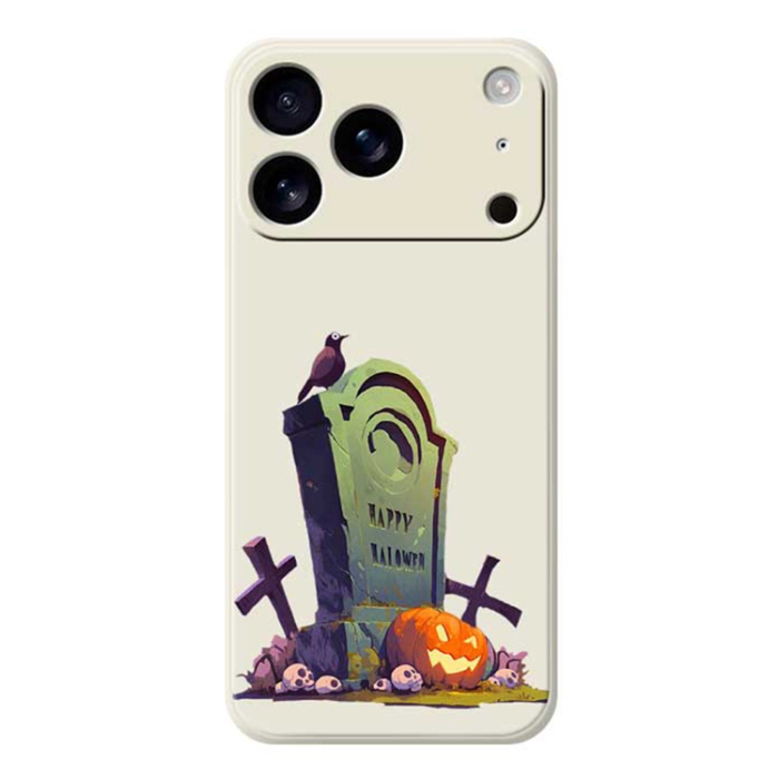 A-One Brand - iPhone 17 Pro Max Mobilskal Halloween Tombstone Pattern - Beige