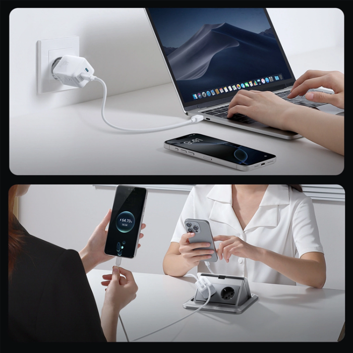Joyroom - Joyroom Snabbladdare 45W 2x USB-C med USB-C Kabel - Vit