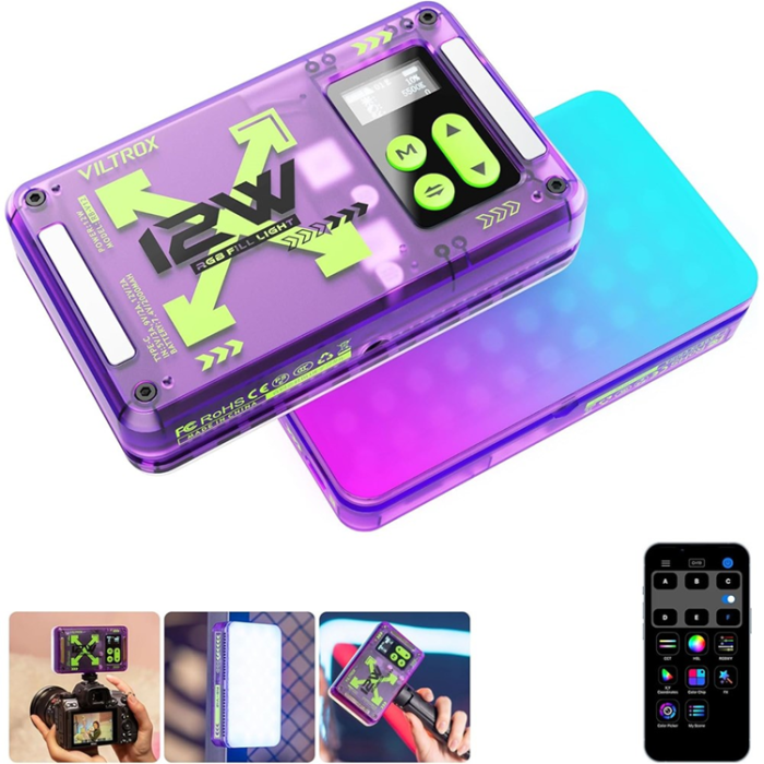VILTROX - VILTROX Magnetisk Bärbar 360 Grader LED RGB Videolampa RB-V12