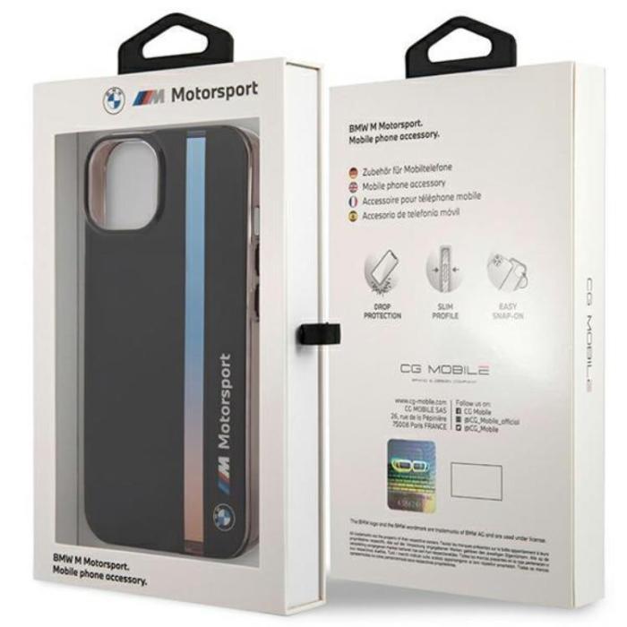 BMW - BMW iPhone 14 Mobilskal IML Tricolor Stripe - Svart