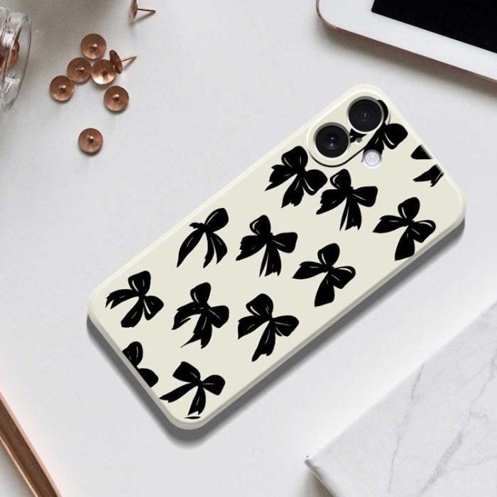 A-One Brand - iPhone 17 Mobilskal Bow Pattern Printing Straight - Beige