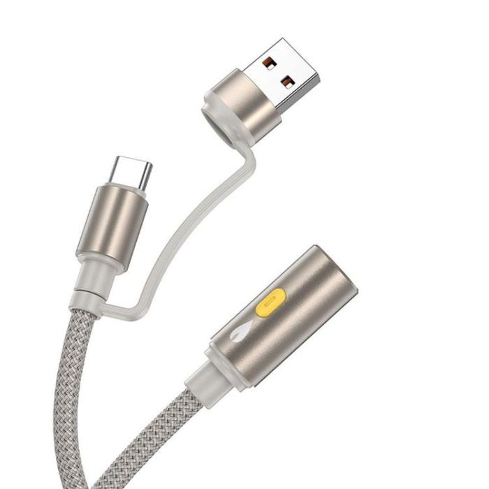 Hoco - Hoco Cigarettändare Till USB-A/USB-C Kabel Adapter 0.3m UA38B - Guld