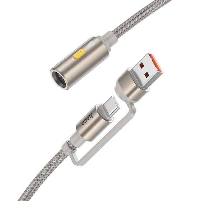 Hoco - Hoco Cigarettändare Till USB-A/USB-C Kabel Adapter 0.3m UA38B - Guld