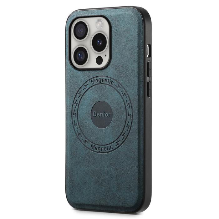 DENIOR - DENIOR A11 iPhone 16 Pro Fodral Vintage KonstLäder Blå