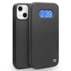 QIALINO - QIALINO iPhone 13 Mini Fodral Äkta Läder Cowhide - Svart