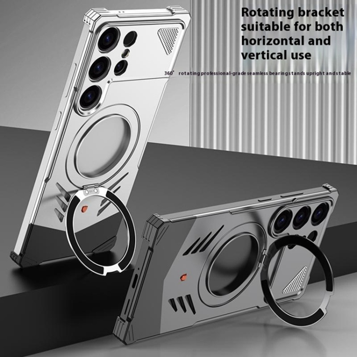 A-One Brand - Galaxy S25 Ultra Mobilskal Ramlöst Metall Kickstand - Silver