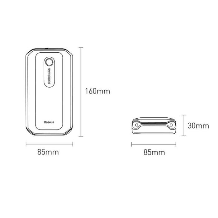 UTGATT - Baseus Powerbank Power Jump Starter Booster 10000 mAh 12V 1000A/500A - Svart