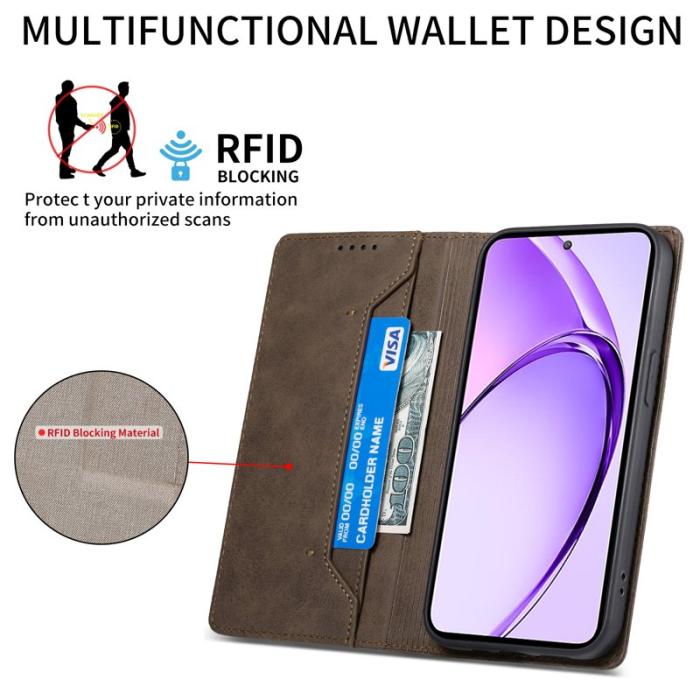 OEM - Samsung Galaxy S26+ Plånboksfodral RFID Skydd Konstläder - Brun
