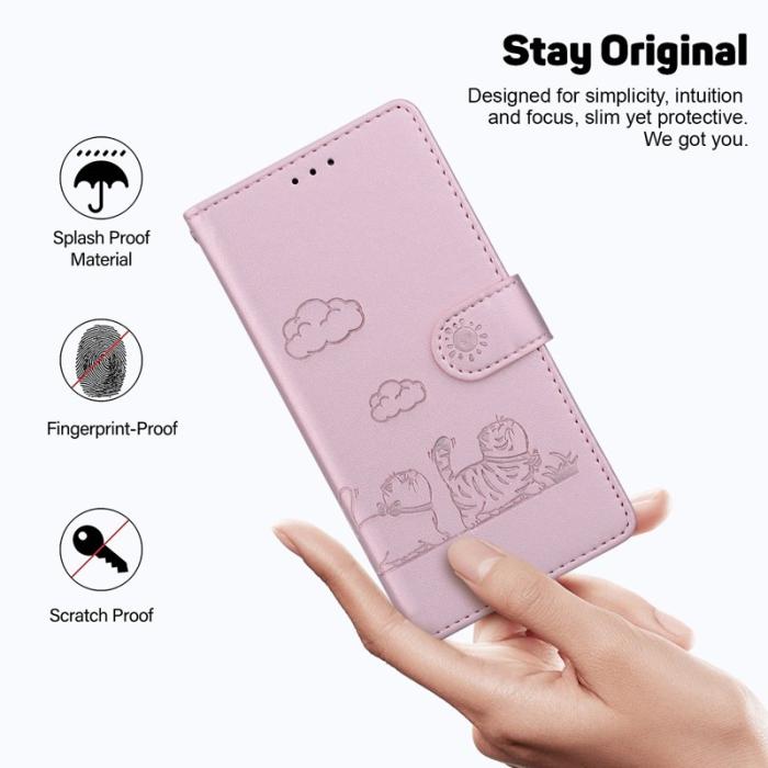 OEM - Mobilskal till Samsung Galaxy S26 / S26 Pro RFID-Skydd Kattmönster Konstläder