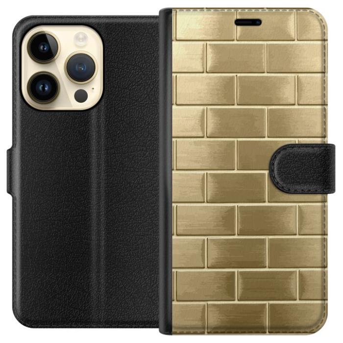 iSecrets - Plånboksfodral till Apple iPhone 15 Pro med Gyllene Murstenar