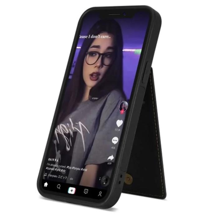 N.BEKUS - N.BEKUS iPhone 15 Pro Mobilskal Korthållare Kickstand - Svart
