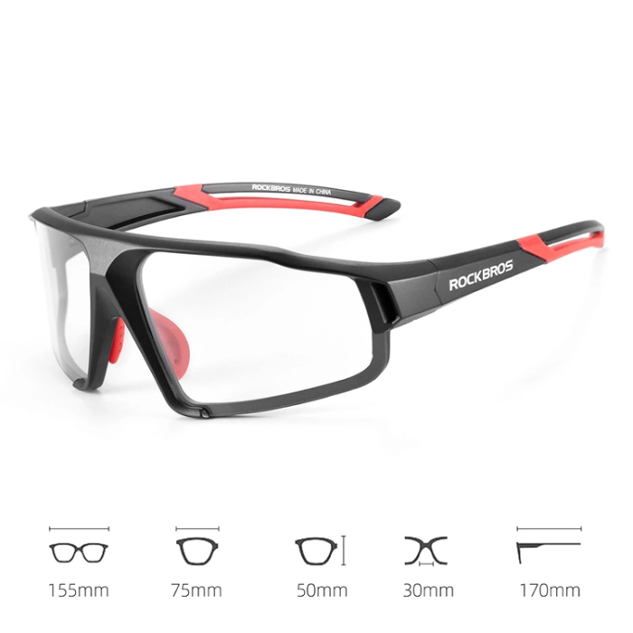 Rockbros - Rockbros SP216BL Photochromic UV400 Cykelglasögon - Röd