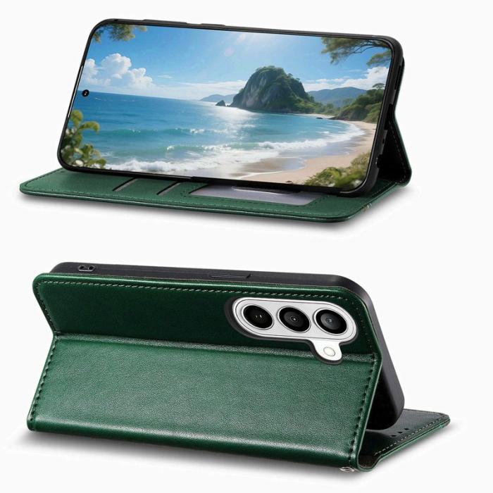 OEM - Plånboksfodral för Samsung Galaxy S26 Plus Konstläder - Grön