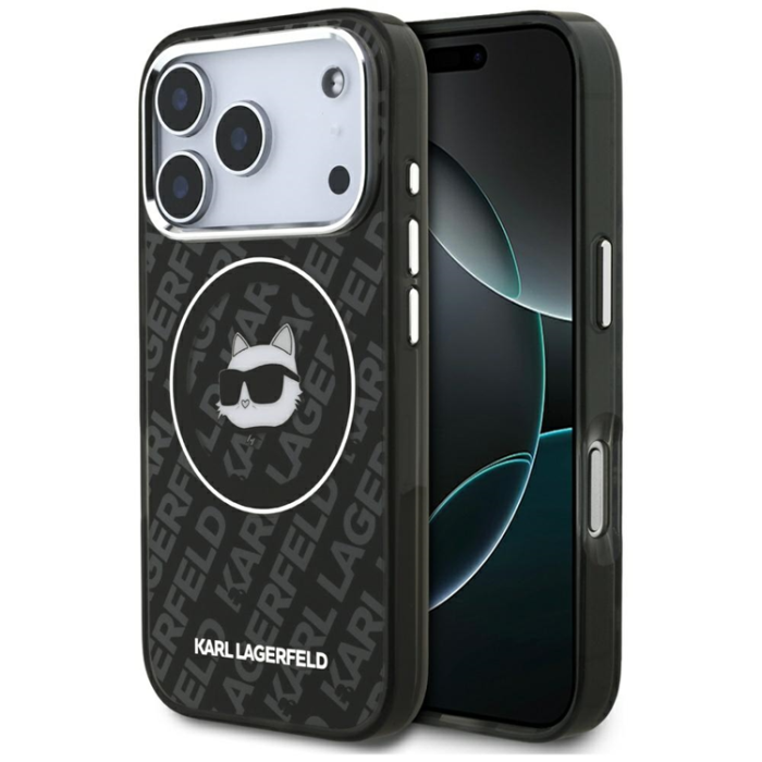 KARL LAGERFELD - Karl Lagerfeld iPhone 17 Pro Max Mobilskal Magsafe Choupette Head Logo - Svart