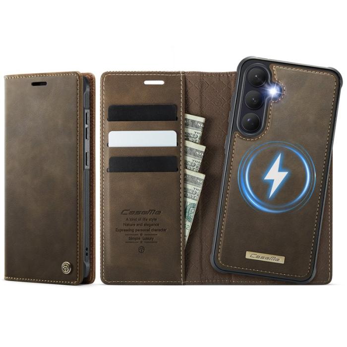 Caseme - CaseMe Plånboksfodral för Samsung Galaxy S26 Magnetiskt Konstläder RFID - Kaffe