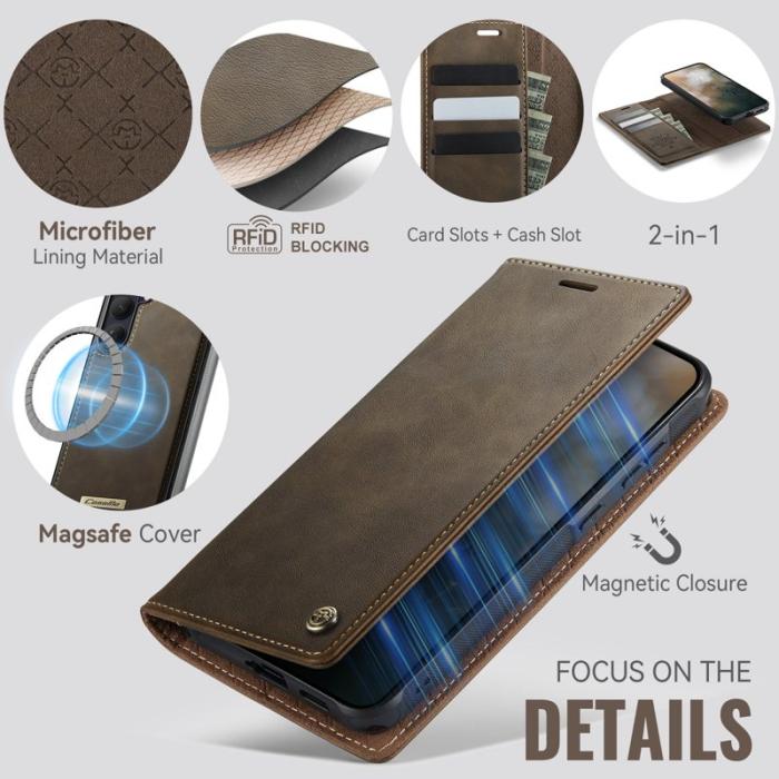 Caseme - CaseMe Plånboksfodral för Samsung Galaxy S26 Magnetiskt Konstläder RFID - Kaffe