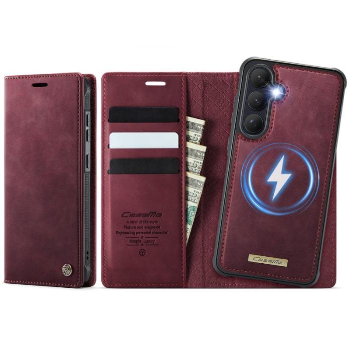 Caseme - CaseMe Plånboksfodral för Samsung Galaxy S26 Magnetiskt Konstläder RFID - Röd