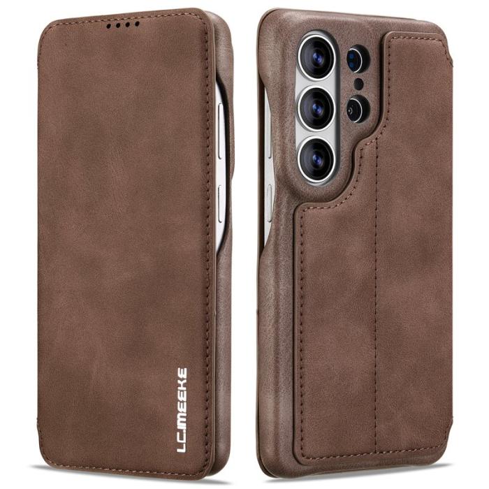 LC.imeeke - LC.IMEEKE Mobilfodral för Samsung Galaxy S26 Ultra Konstläder Card Slot - Kaffe