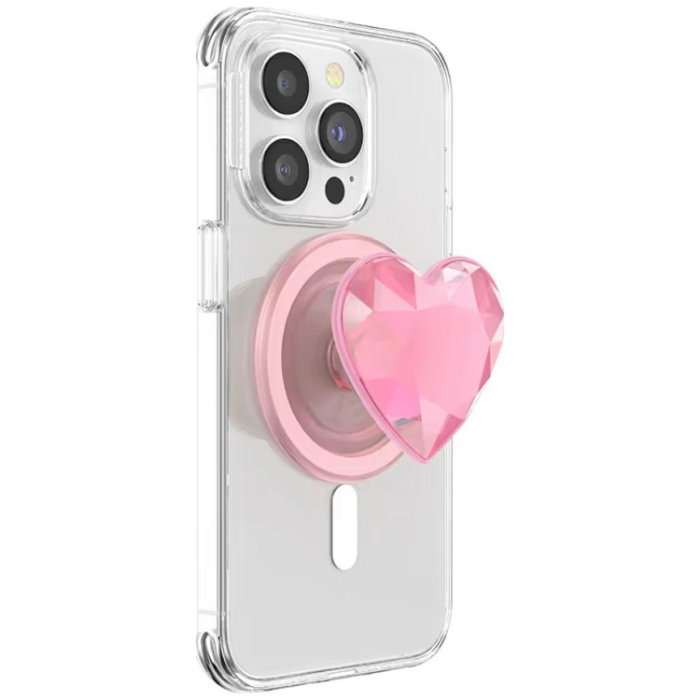 PopSockets - PopSockets MagSafe Popuphållare och Stativ Crystal Heart Grip - Rosa