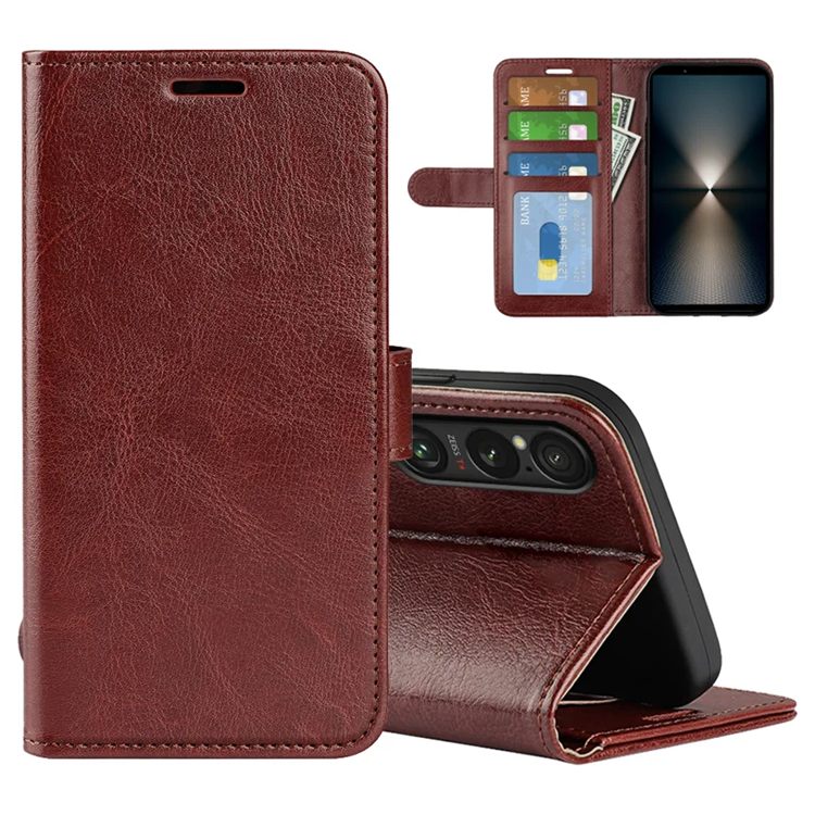Sony Xperia 1 VII Plånboksfodral Crazy Horse Texture - Brun | 2353 | AlltMobil
