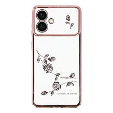 KADEM - KADEM Mobilskal till Samsung Galaxy S26 Edge TPU Blommor Rhinsten - Ros&eacute;guld