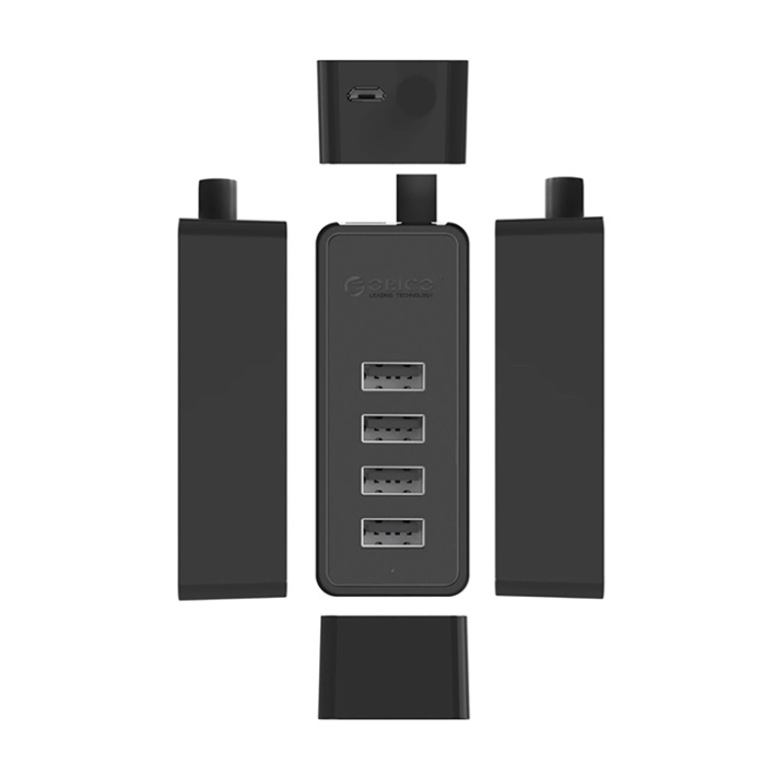 ORICO - Orico Hubb 4xUSB-A 2.0 med microUSB 5V 1m - Svart