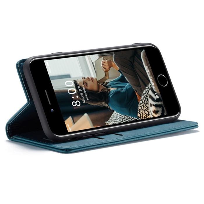 Caseme - CASEME 013 Mobilskal KonstLäder med Plånboksfodral för iPhone 8/7/SE Blå