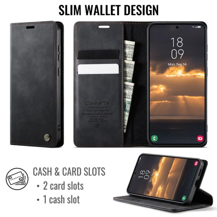 Caseme - CASEME 033 Fodral för Samsung Galaxy S23 FE - Svart Konstläder