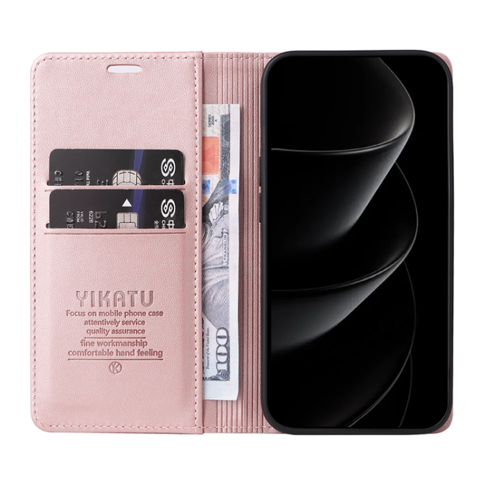 YIKATU - Yikatu iPhone 17 Pro Max Plånboksfodral Magnetic Closure - Rosa Guld